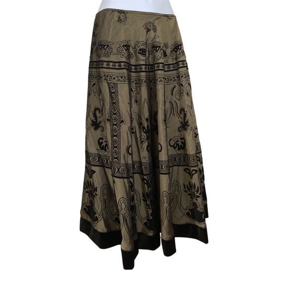 Vintage J.B.S. 90s Y2k Olive Black Velvet Romantic Preppy Goth Boho Skirt S/4 - Picture 2 of 6